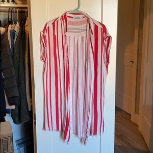 Open front collared cardigan with chest pocket